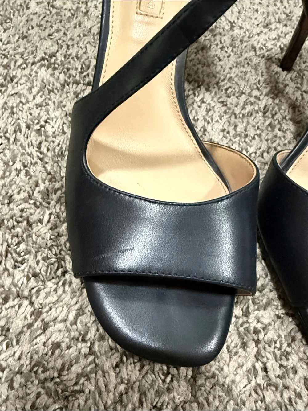 ANTONIO MELANI Black Leather Crisscross Open-Toe Heels